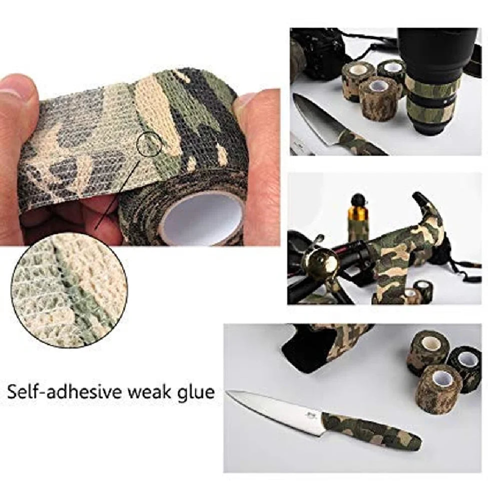 Camouflage Self-Adhesive Cohesive Wraps, 6 or 12 Rolls