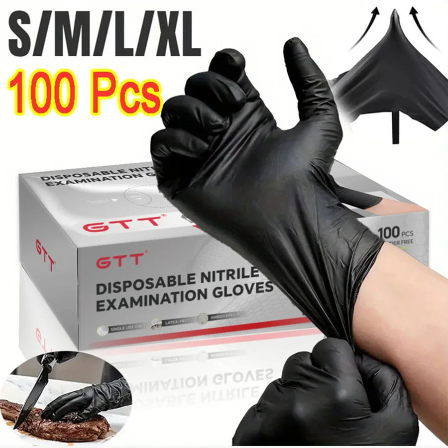 Black Nitrile Disposable Gloves, Multiple Sizes