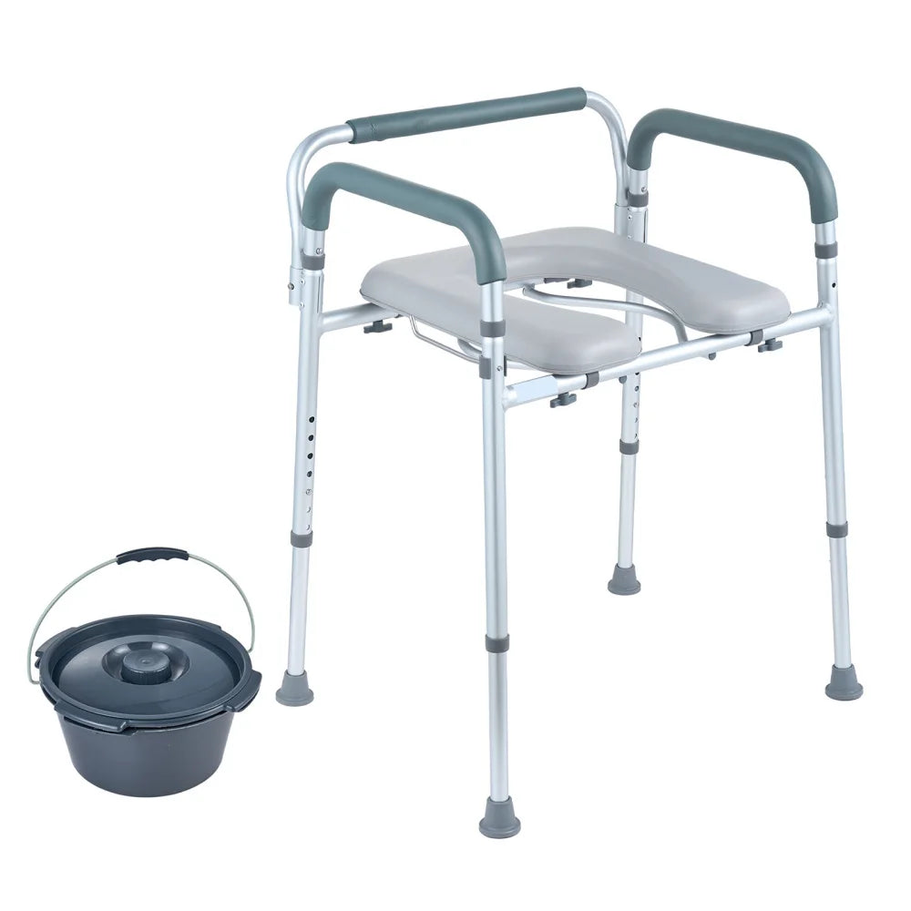 Bedside Commode Chair with Padded Seat and Arms