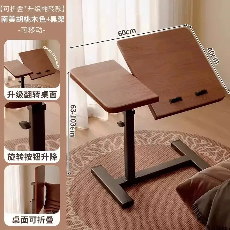 Height-Adjustable Rolling Overbed Table with Tilt