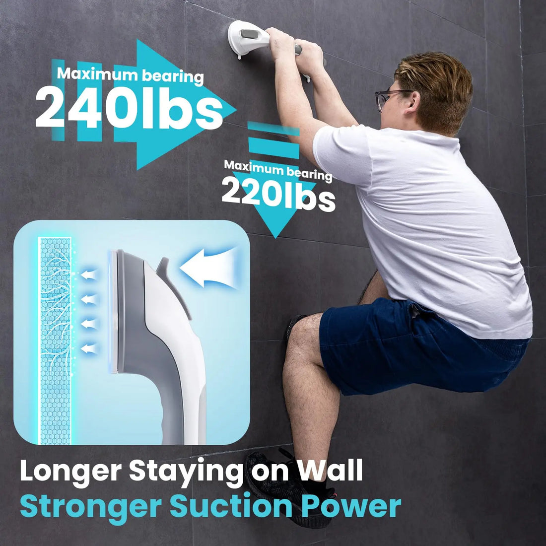 Medwell Suction Cup Shower Grab Bar