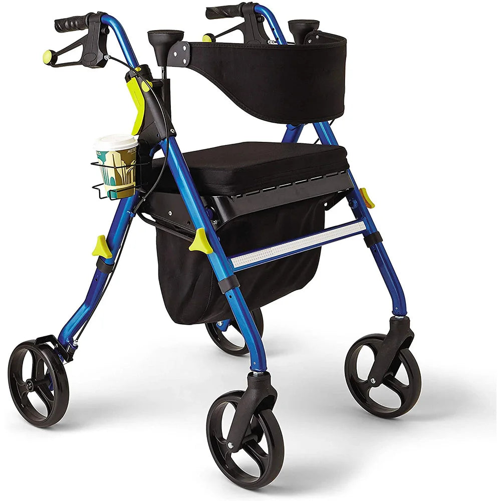 Four-Wheel Rollator Walker with Seat and Backrest