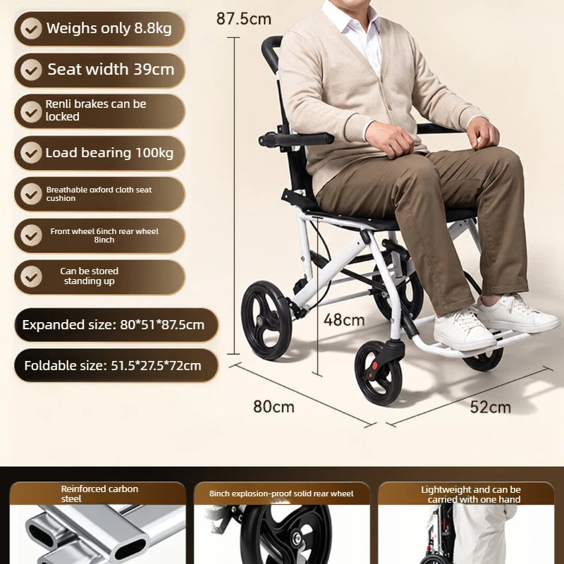 Folding Manual Wheelchair for Home and Travel