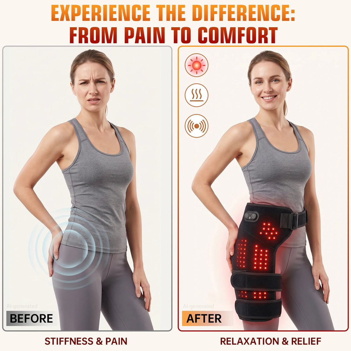 USB-Charging Heated Hip Support Wrap
