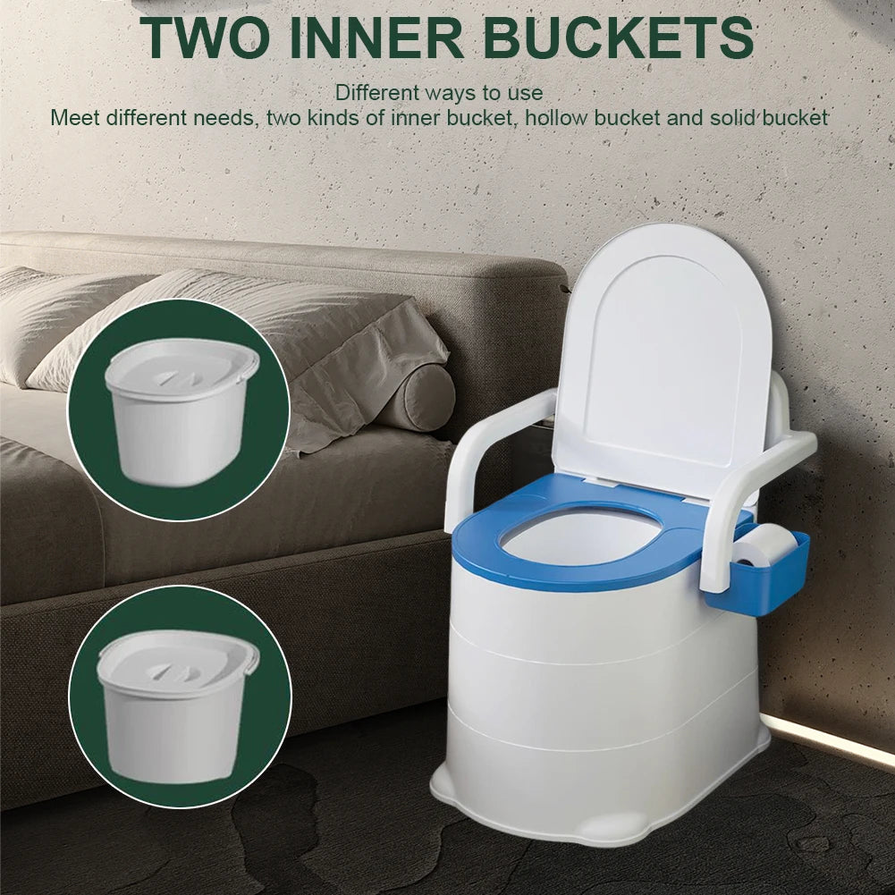 Portable Bedside Commode with Armrests