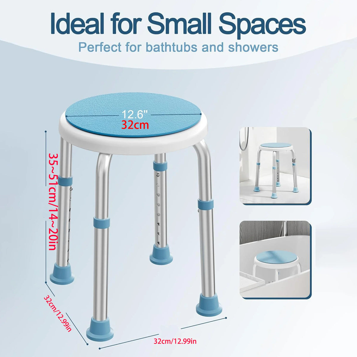 360-Degree Rotating Shower Stool with Adjustable Height