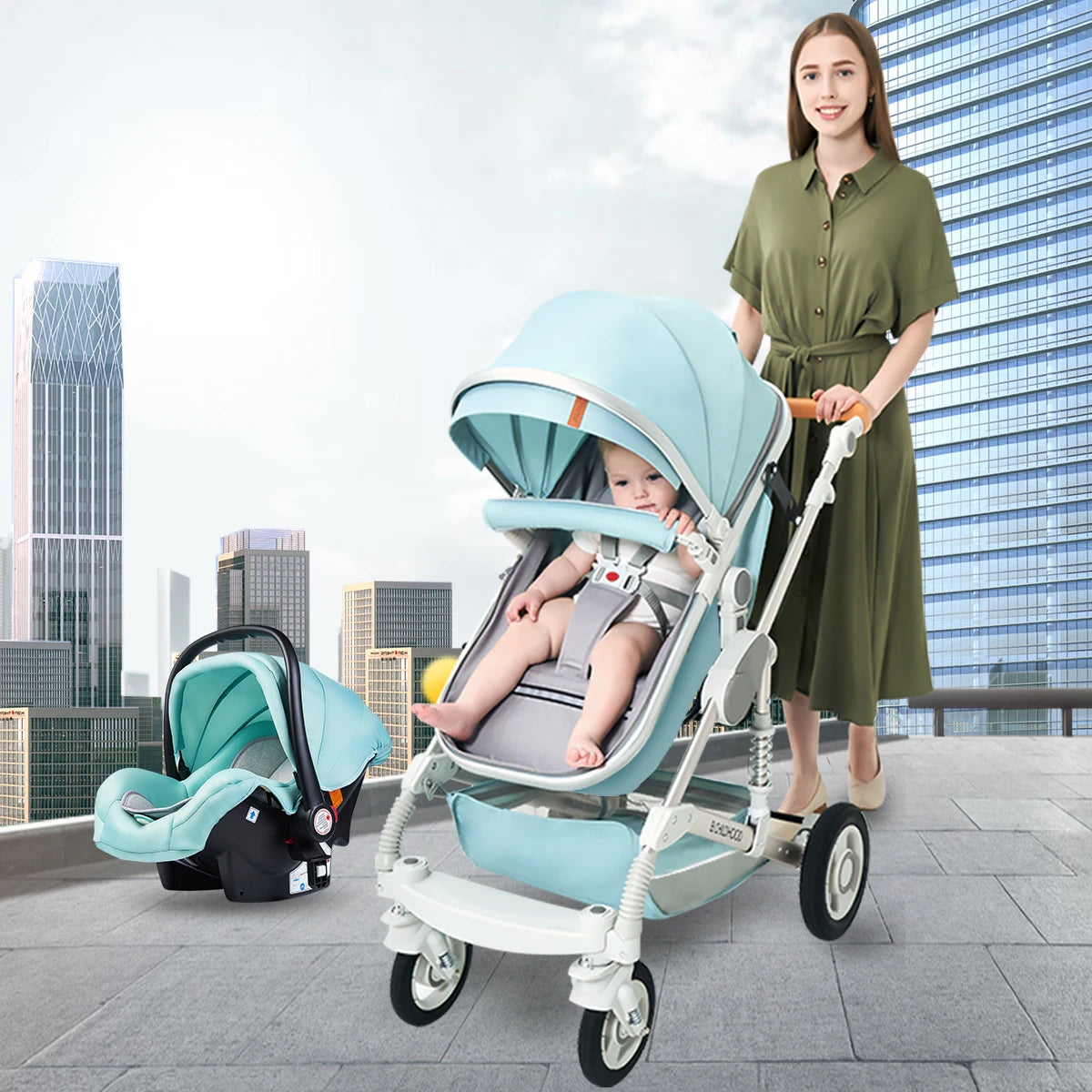 Foldable 3-in-1 Baby Stroller