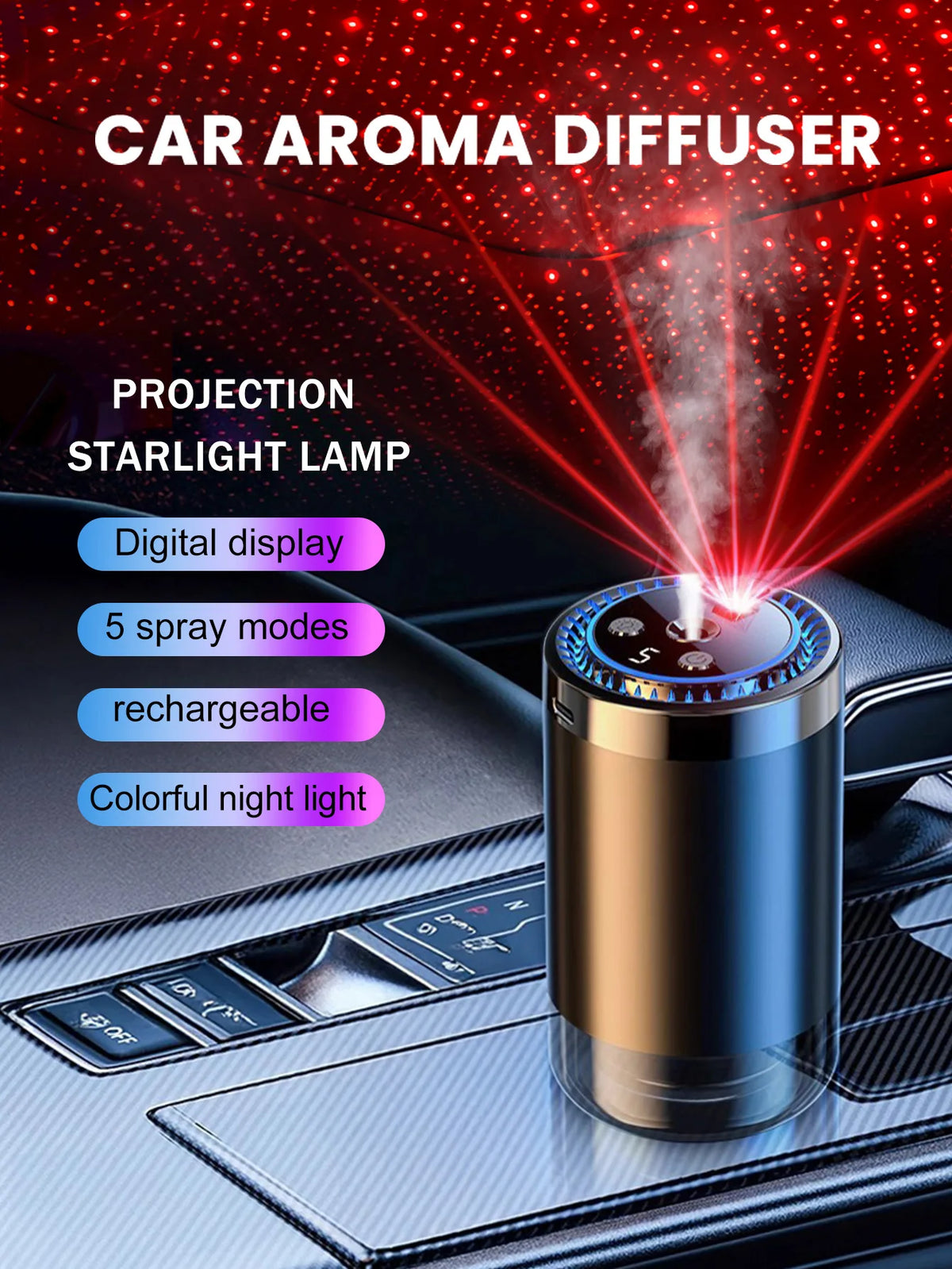 Rechargeable Aroma Diffuser with Starry-Sky Lights