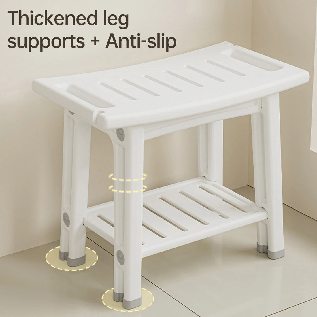Shower Bench with Two Storage Spaces and Dual Handles