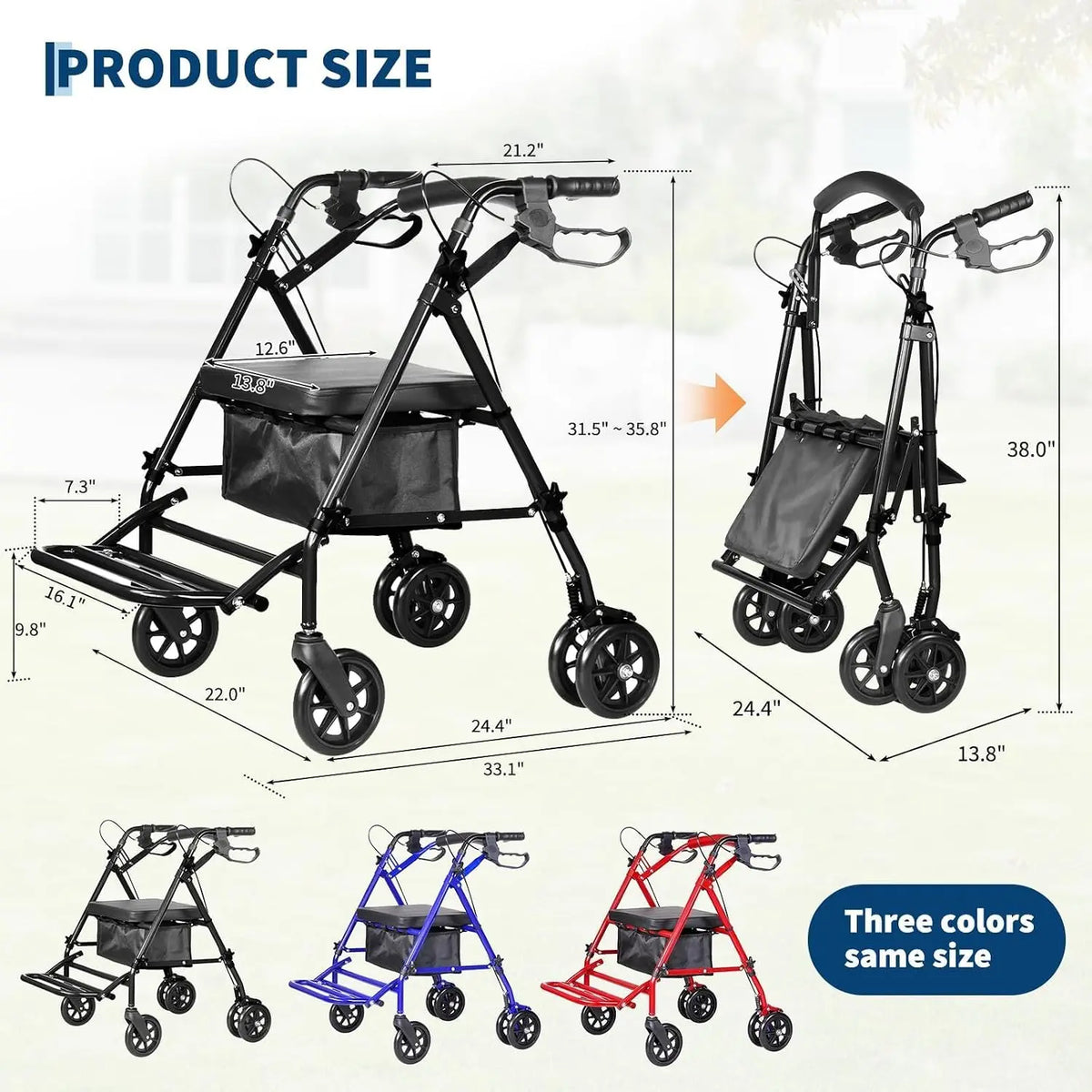 2-in-1 Rollator Walker and Wheelchair