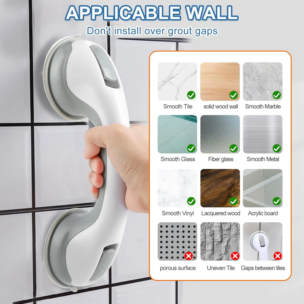 Plastic Suction Cup Shower Grab Bar