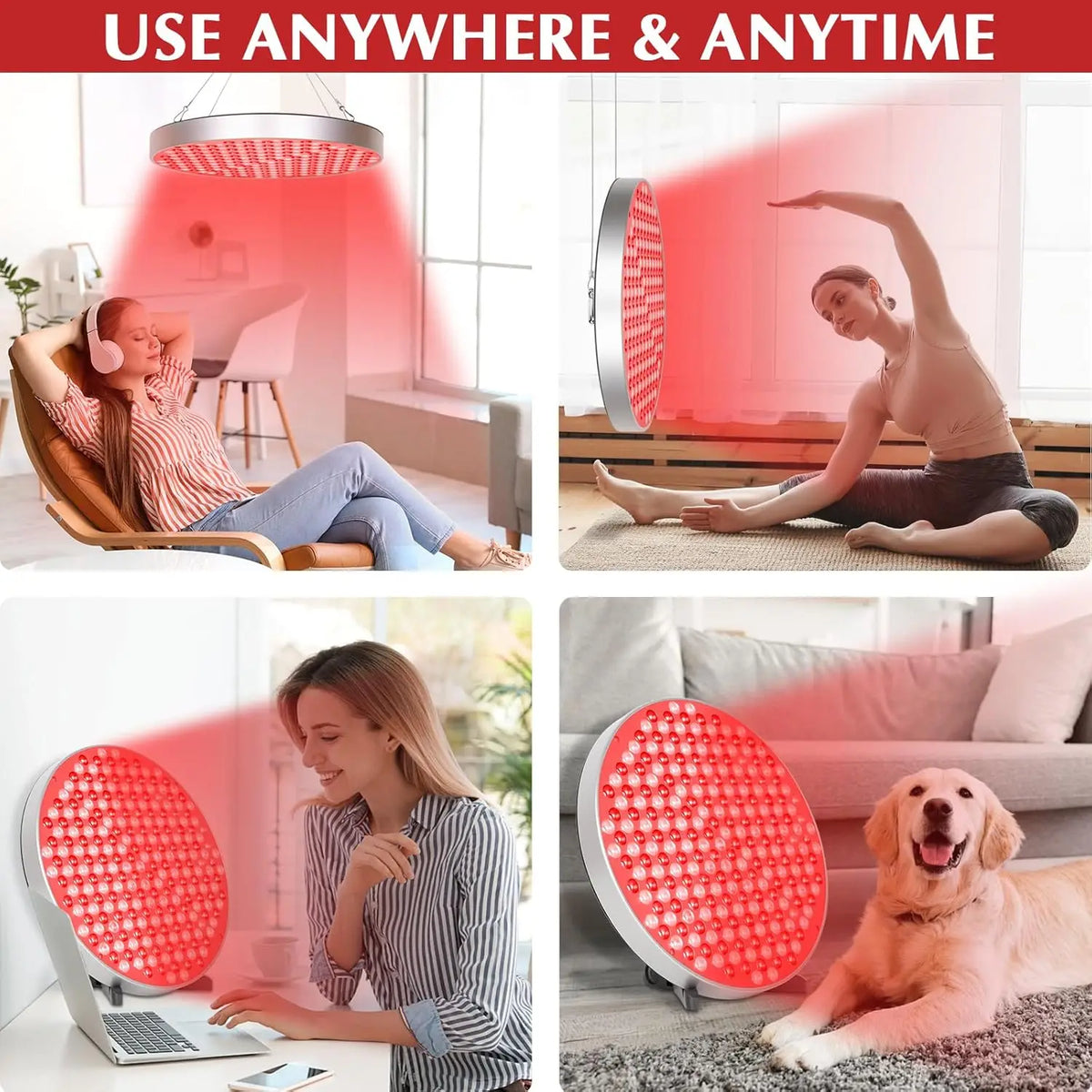 Red Light Therapy Lamp with Stand, 660nm & 850nm