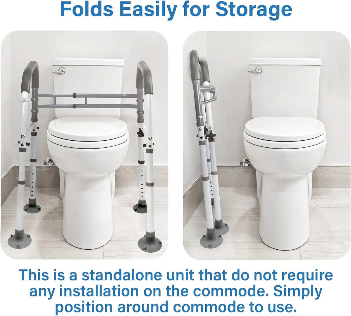 Adjustable Foldable Toilet Safety Rail with Grab Bar