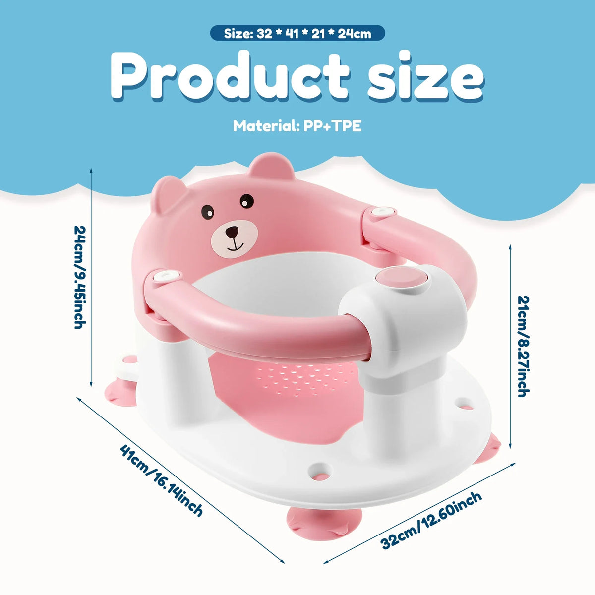 Baby Bath Seat with Armrest Support