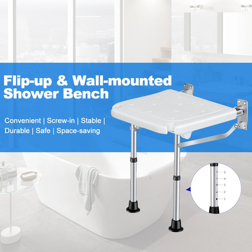 Adjustable Folding Wall-Mounted Shower Seat