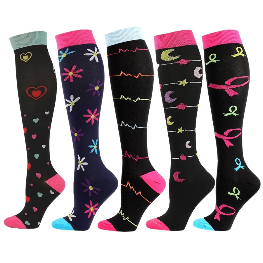 5-Pair Crew Compression Socks for Hiking and Running