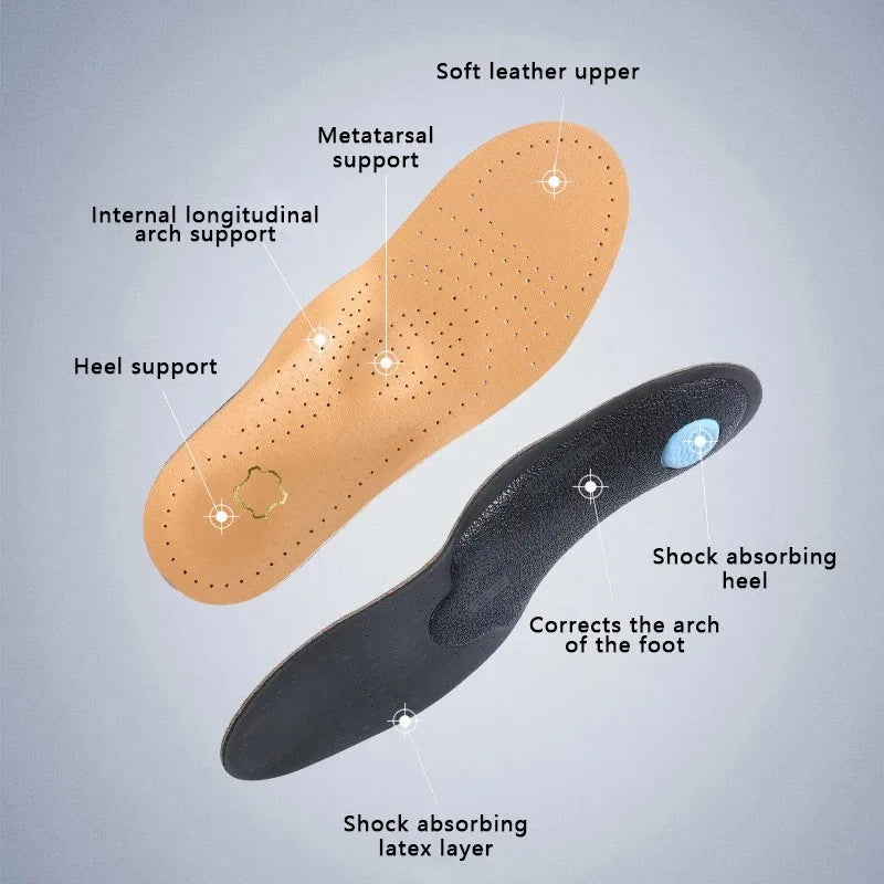 Leather Orthopedic Insoles for Men and Women