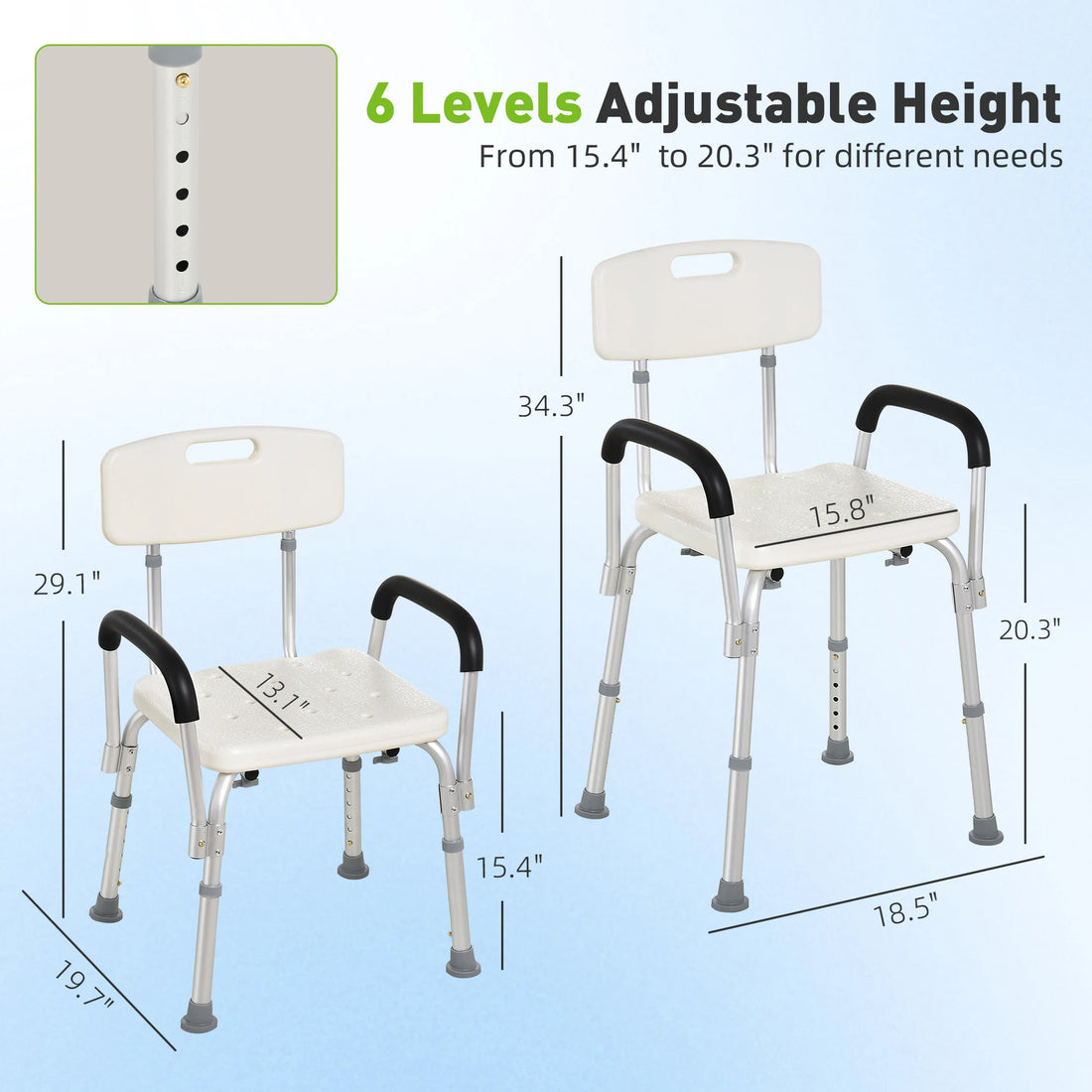 Medwell Adjustable-Height Shower Chair