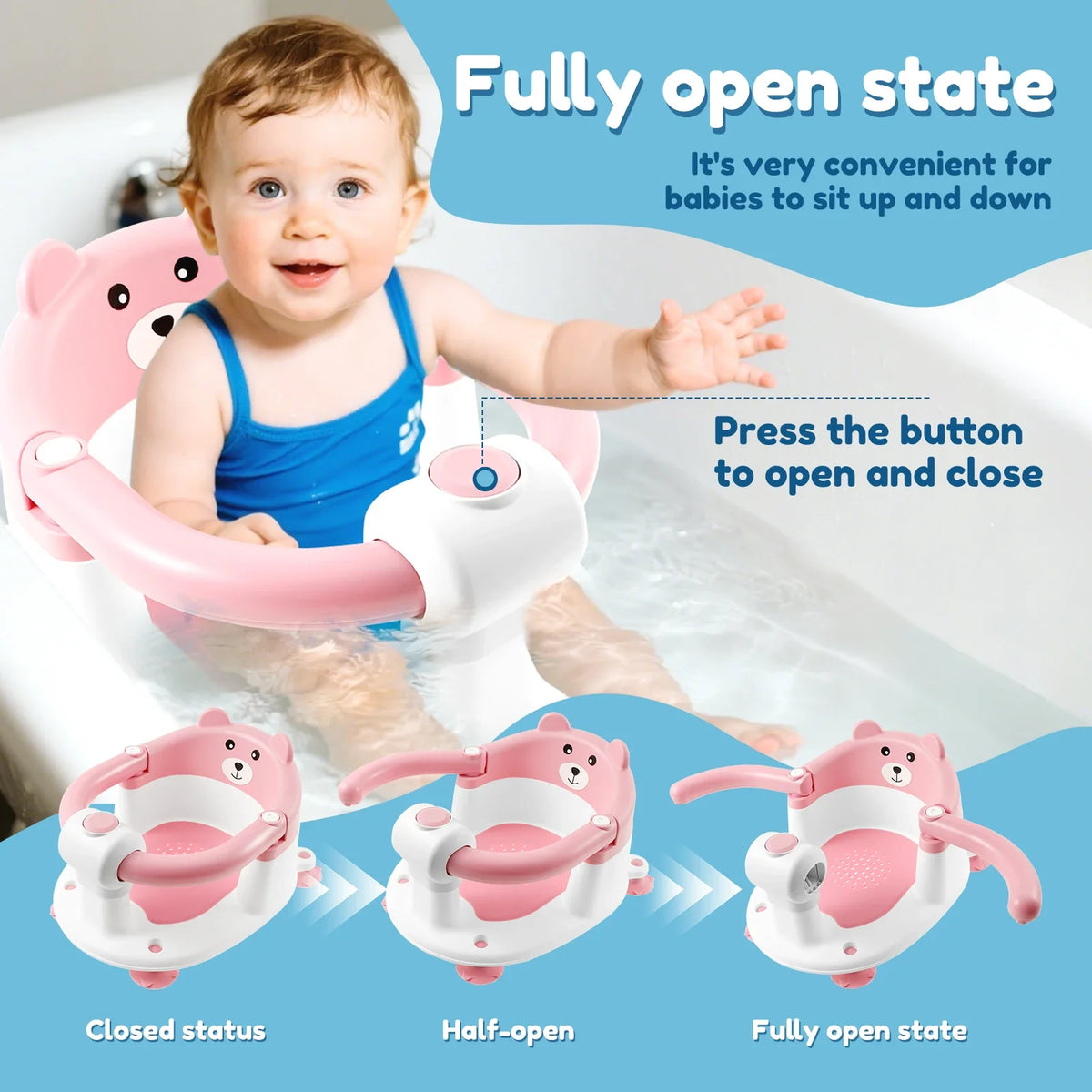 Baby Bath Seat with Armrest Support