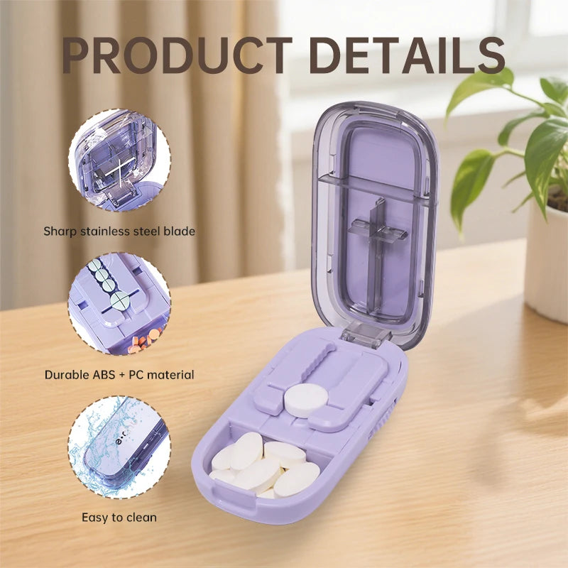 Adjustable Portable Pill Cutter with Hidden Blade