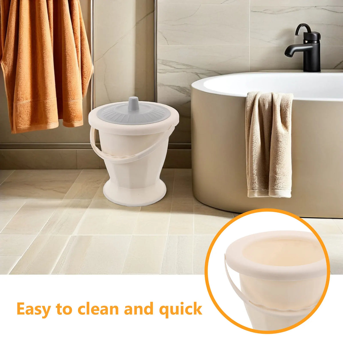 Portable Adult Toilet with Lid and Cleaning Brush
