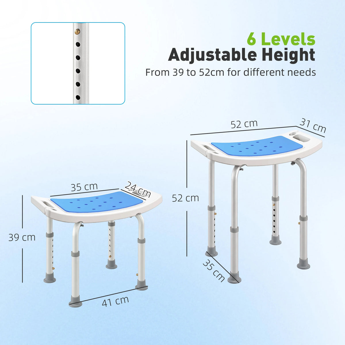 6-Level Adjustable Curved Bath Stool