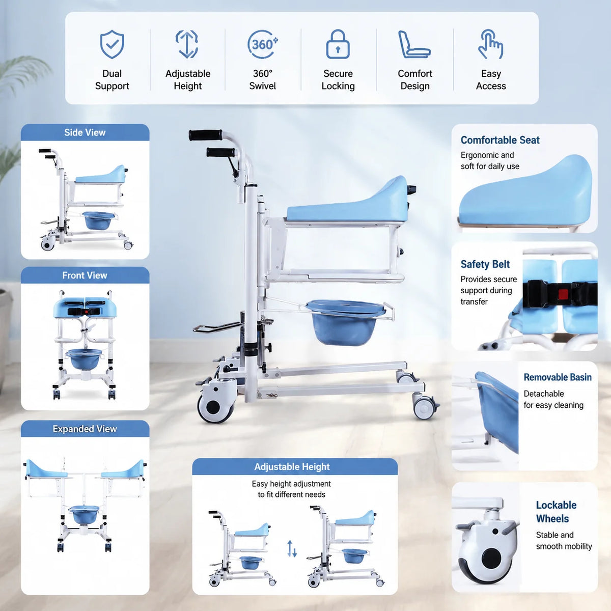 Electric Lift Toilet Chair for Home Bath Care