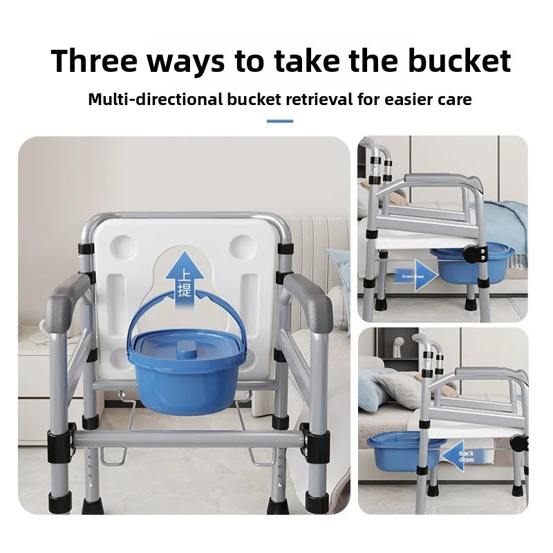 3-in-1 Bedside Commode Chair with Potty Bucket