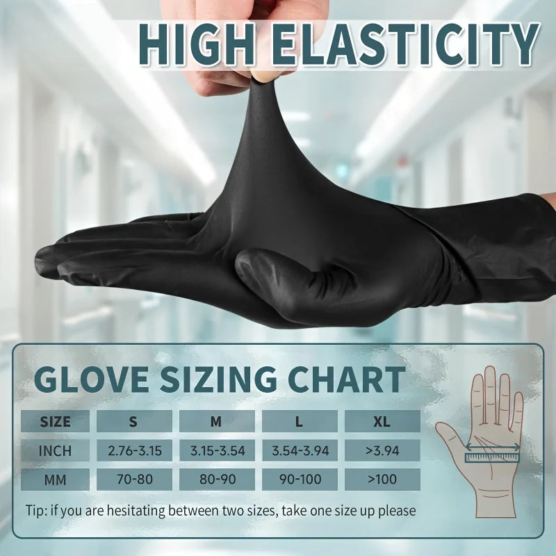 Black Nitrile Disposable Gloves, Multiple Sizes