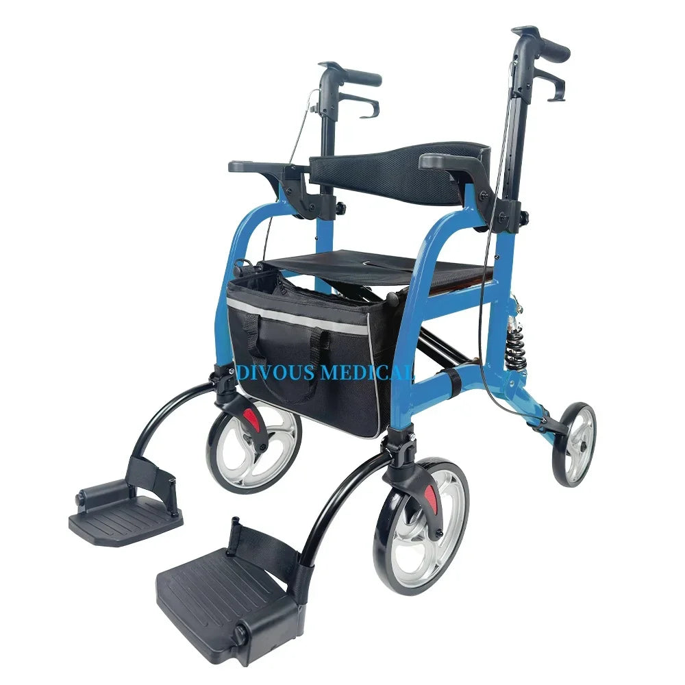 Four-Wheel Foldable Rollator Walker with Seat