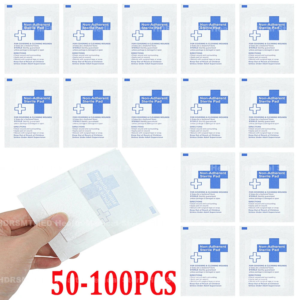 Sterile Cotton Gauze Pads, Waterproof Non-Adherent, 5 x 7.6 cm