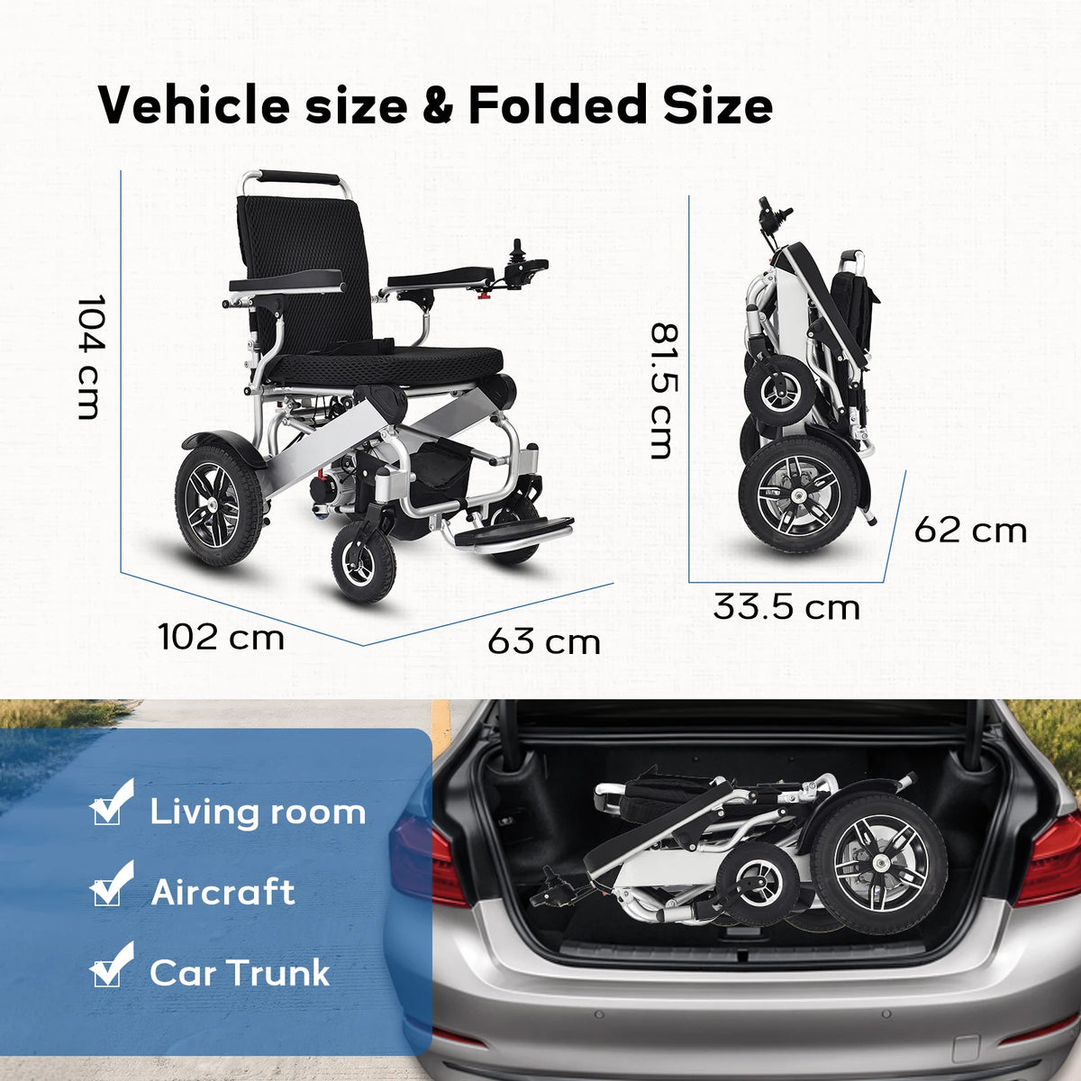 Foldable Non-Electric Wheelchair, 100 kg Capacity