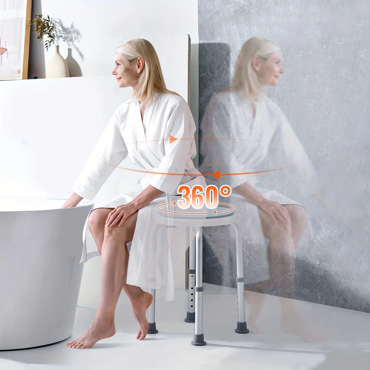 360-Degree Swivel Shower Seat for Bathtub