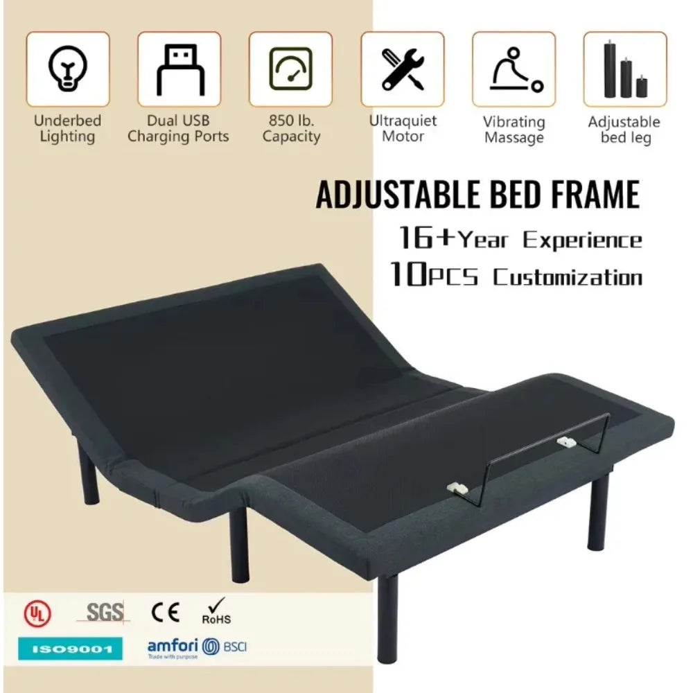 Electric Adjustable Bed with Memory Foam Mattress