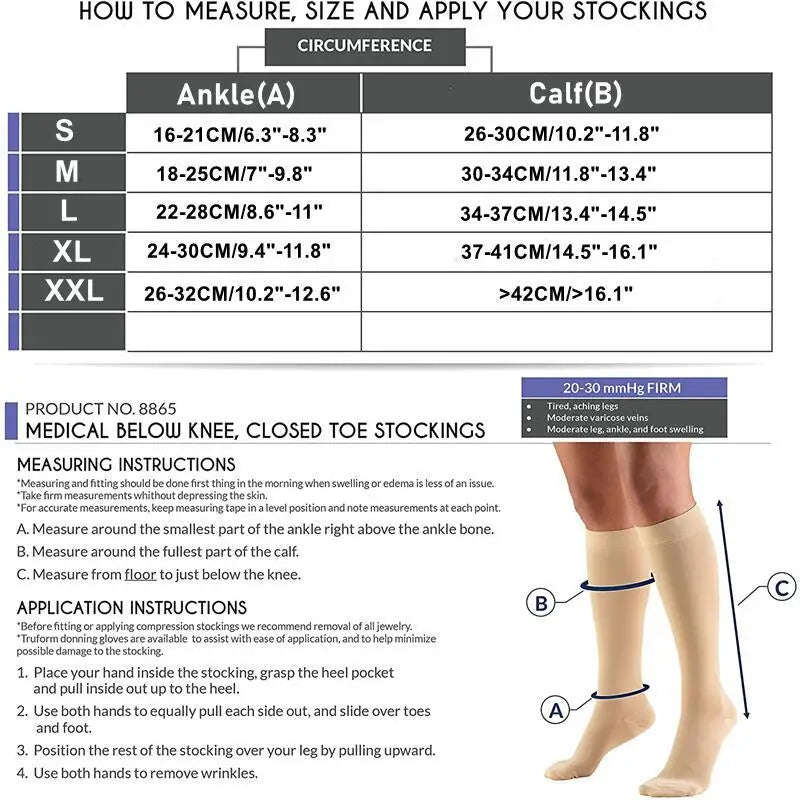 Knee-High Closed-Toe Compression Socks, 23–32 mmHg