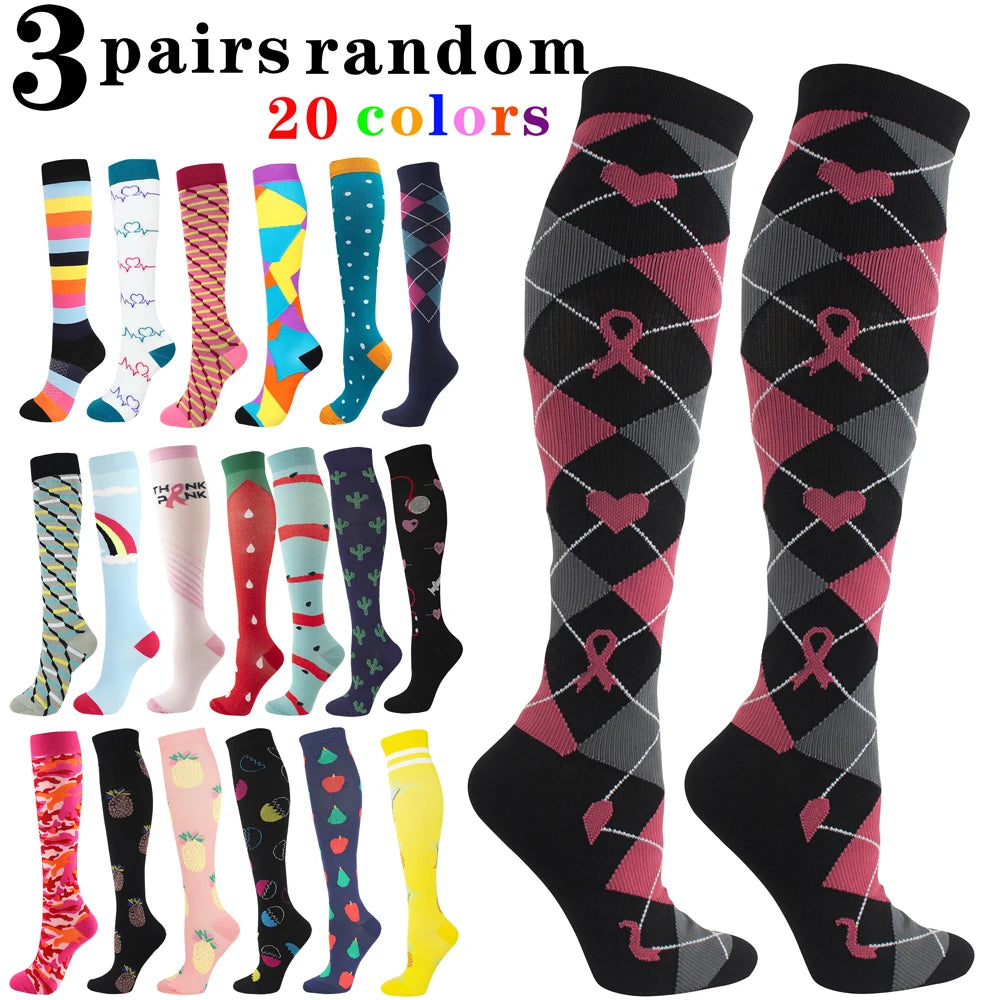 3-Pair Compression Socks in Random Colors