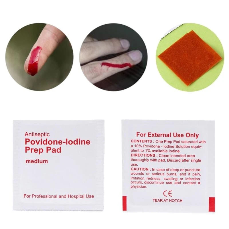 5 × 5 cm Iodine Wipes, 50 Pack