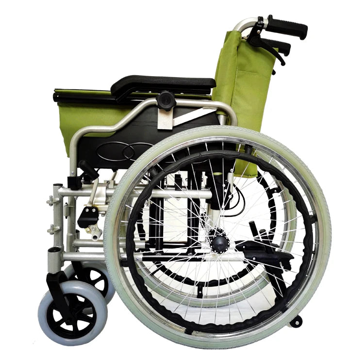 Green Manual Wheelchair, Foldable, 150 kg Capacity