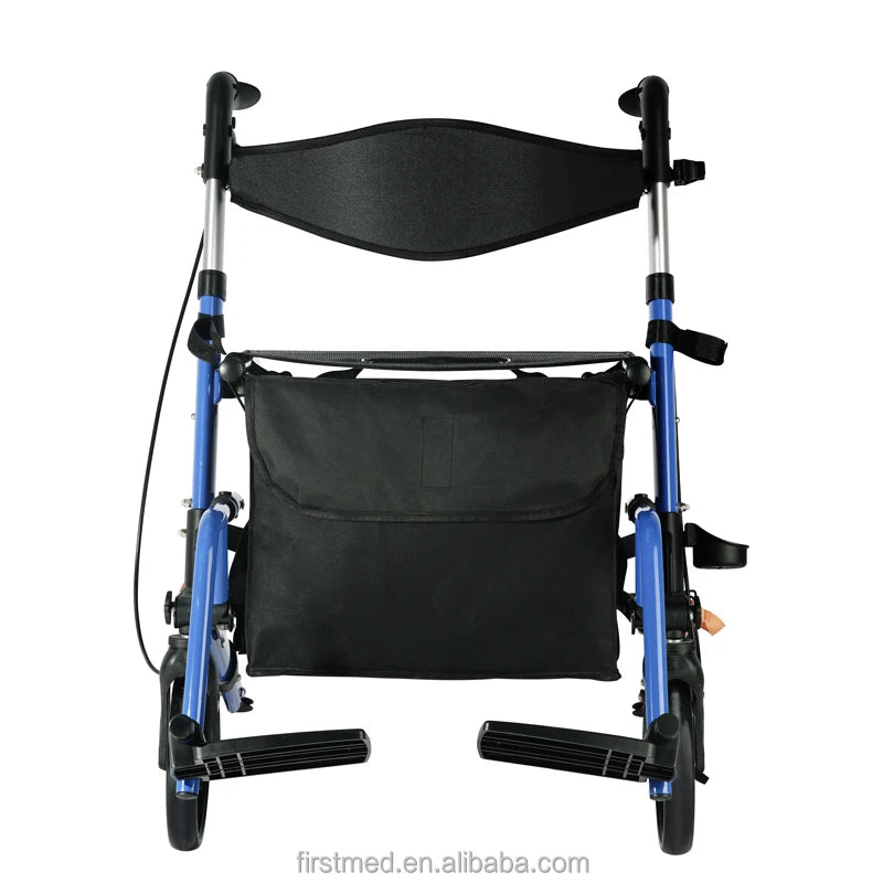 4-Wheel Aluminum Rollator Walker, Foldable, Adjustable Height