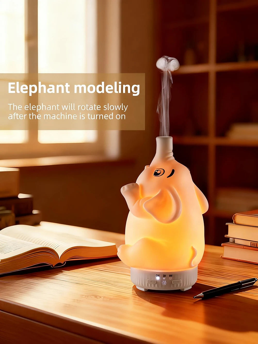 Elephant Aroma Diffuser with Mist and Night Light