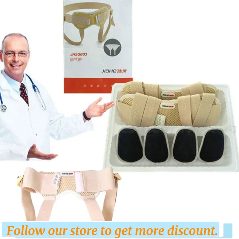 2-Piece Hernia Belt with 4 Removable Compression Pads