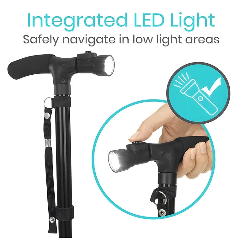 Folding Walking Cane with LED Light