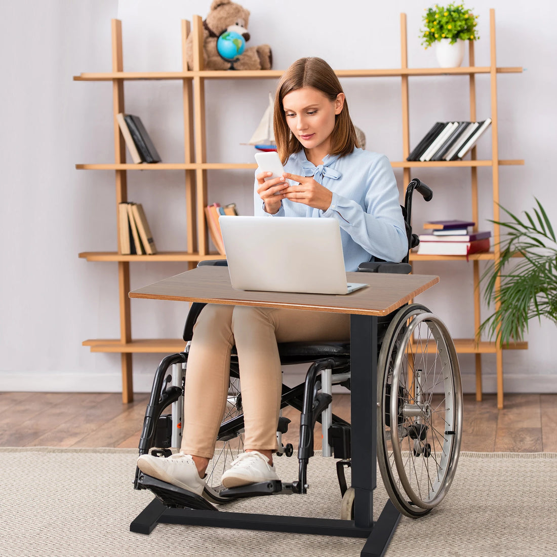 Rolling Height-Adjustable Overbed Table