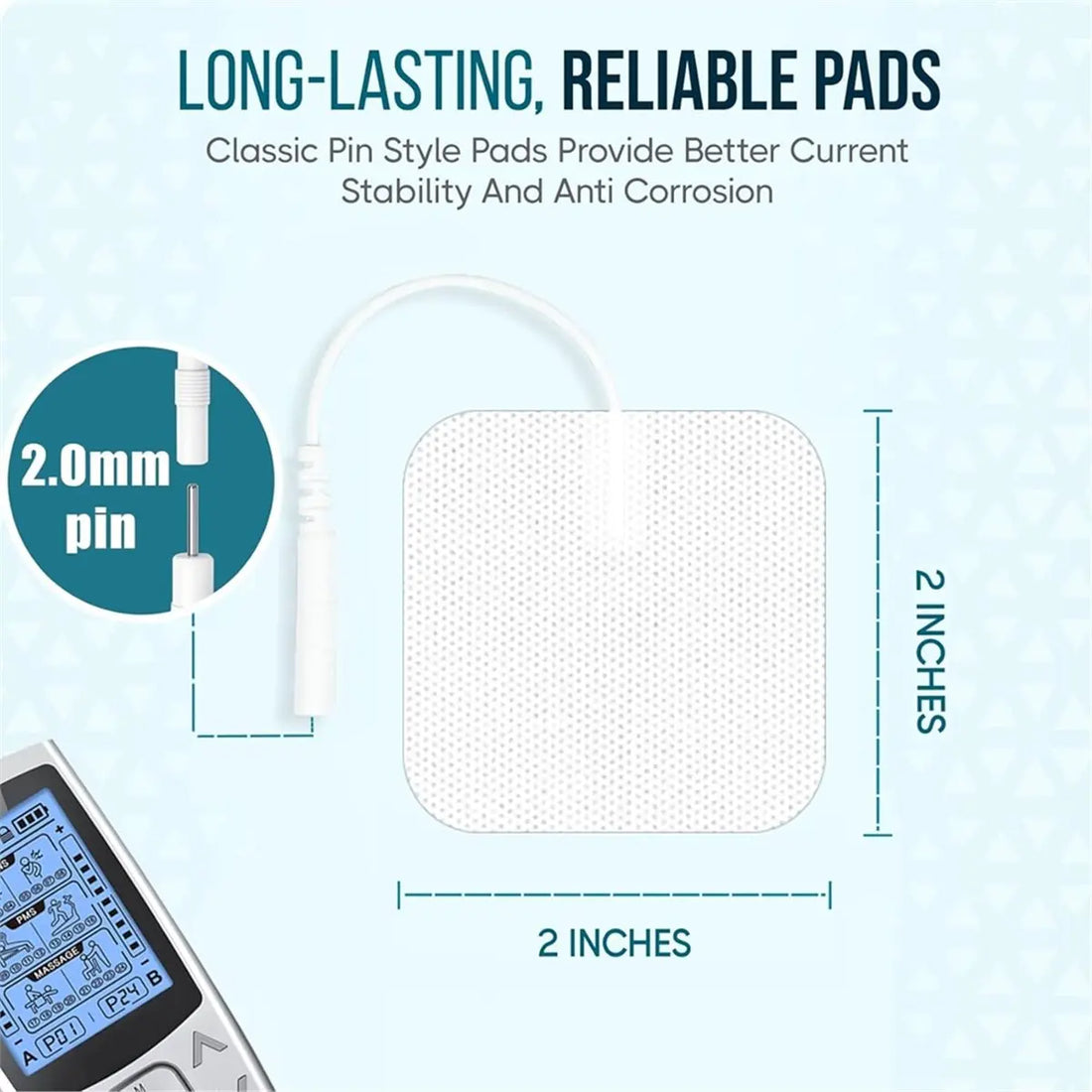 TENS Replacement Electrode Pads, 2 × 2 in, 60 Pack