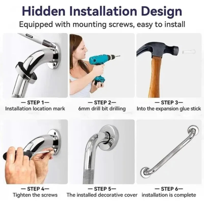 Straight Stainless Steel Bathroom Grab Bar