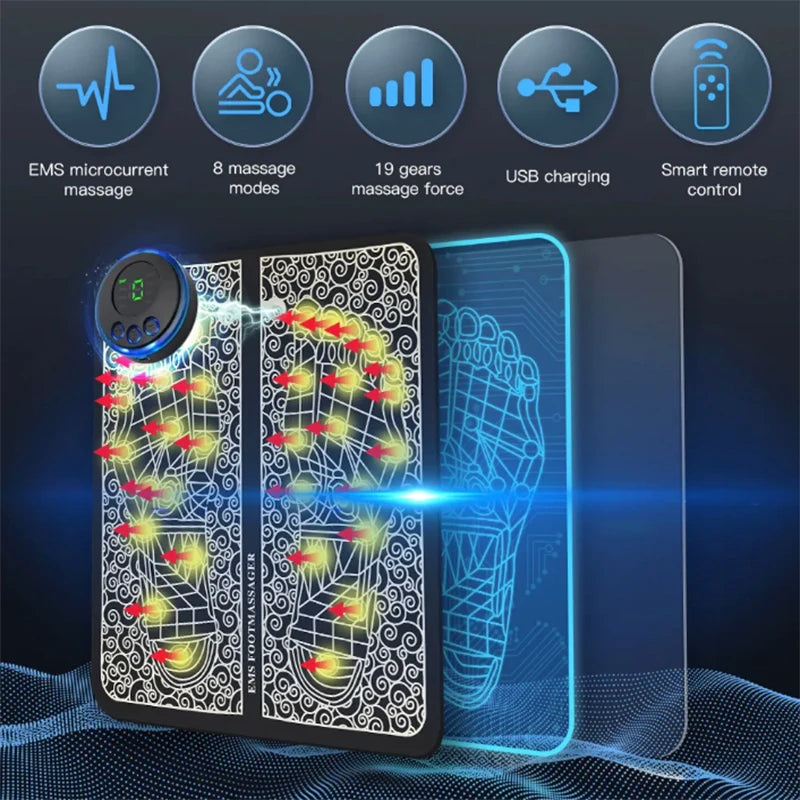 Rechargeable EMS Foot Massager Pad with Remote
