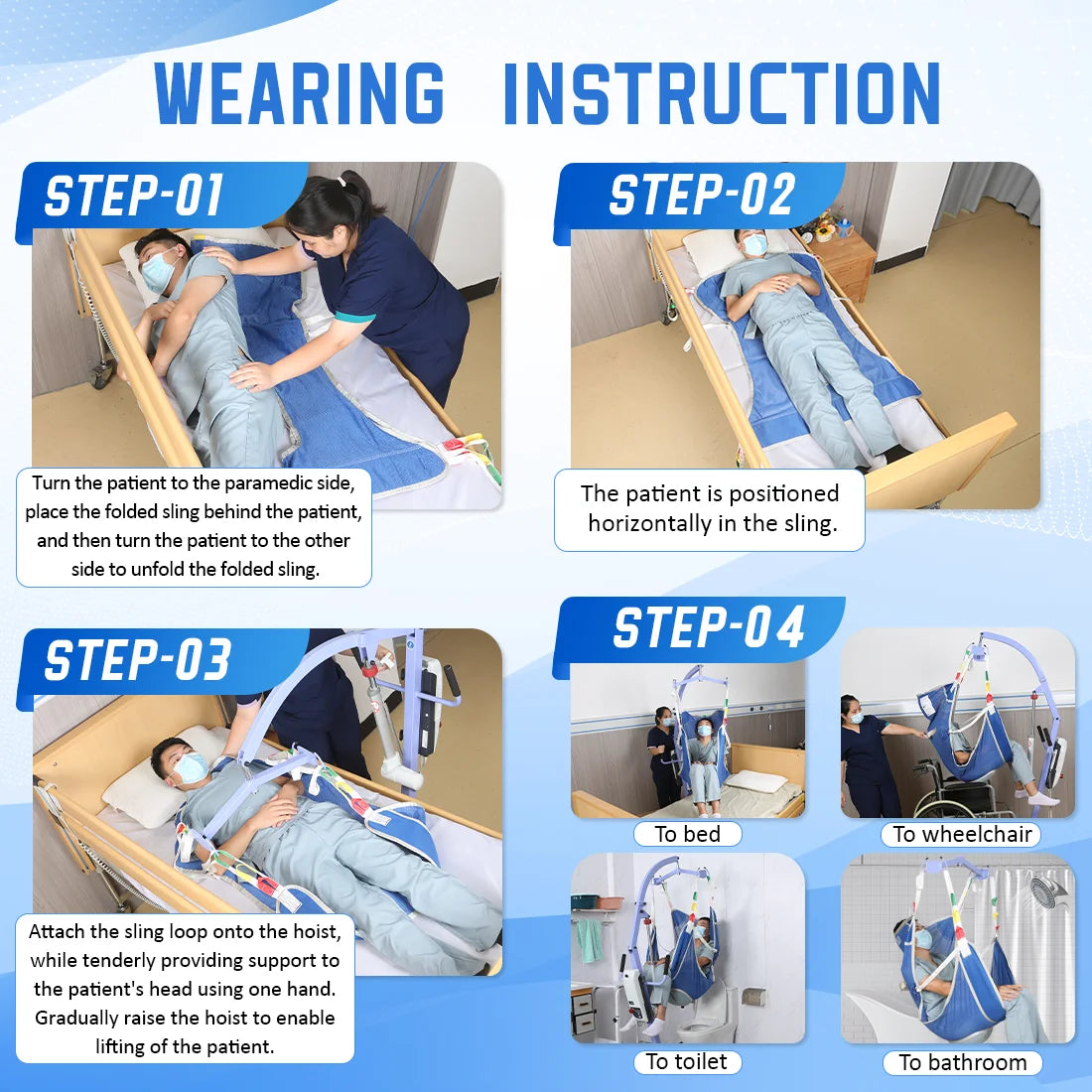 Full-Body Mesh Patient Hoist Sling with Commode Opening