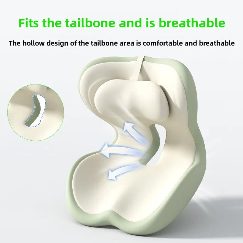Memory Foam Seat Cushion Wedge with Lumbar Support, Anti-Slip
