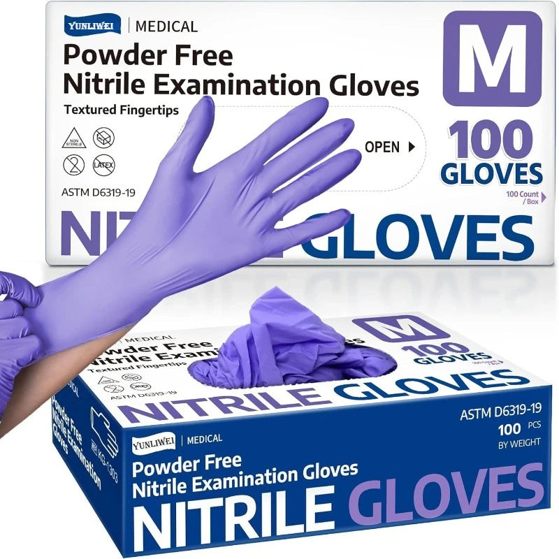Purple Disposable Nitrile Gloves, 100 Pack