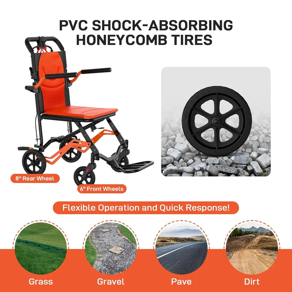 18 lb Folding Transport Wheelchair for Adults and Seniors